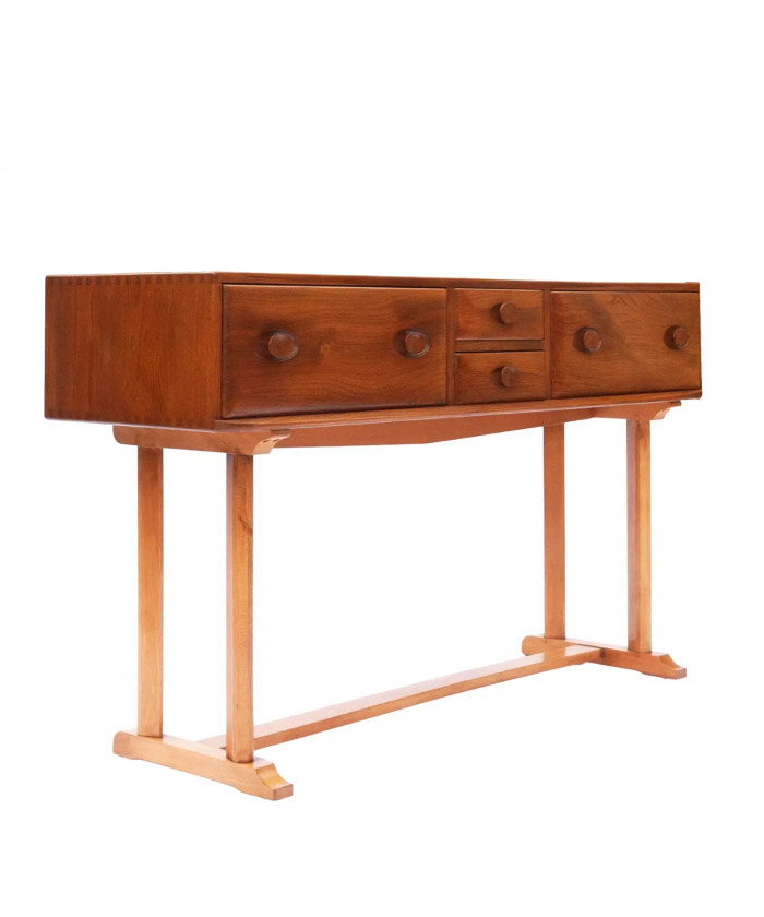 Vintage Beech And Elm Console Table By Ercol, 1960s