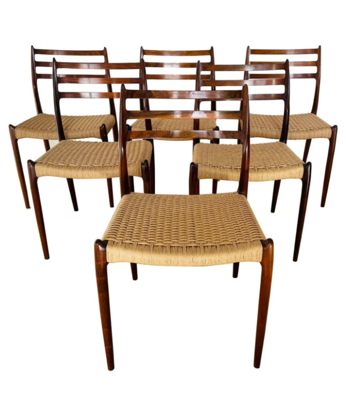 1960s Niels O. Moller Model 78 Rosewood Dining Chairs Set Of 6