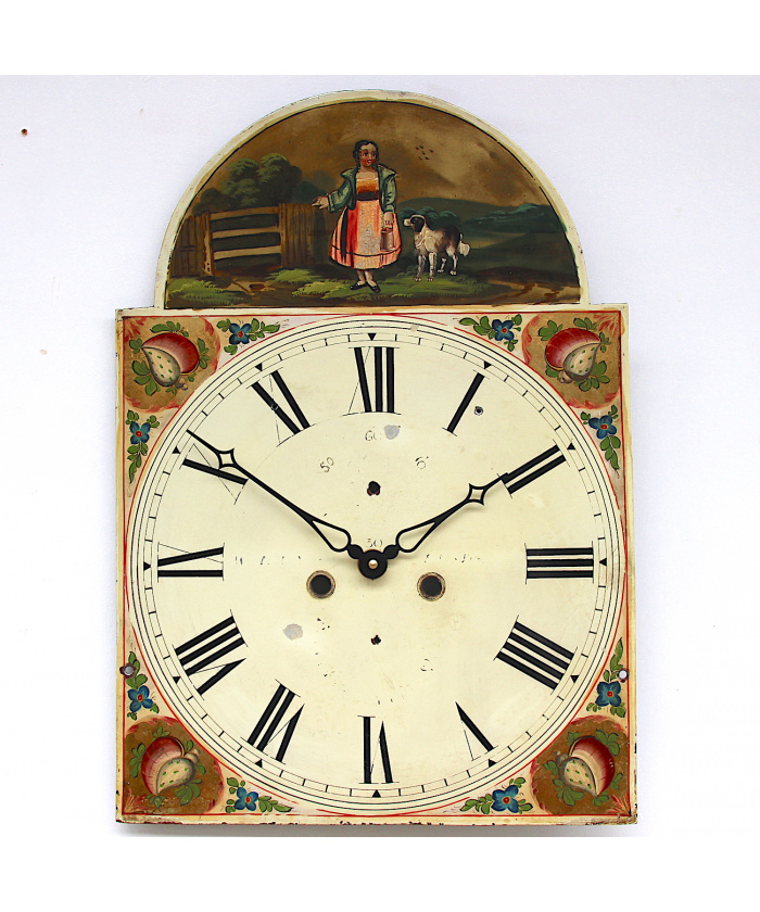 Large Hand Painted Iron Dial Longcase Grandfather Clock, 18th Century