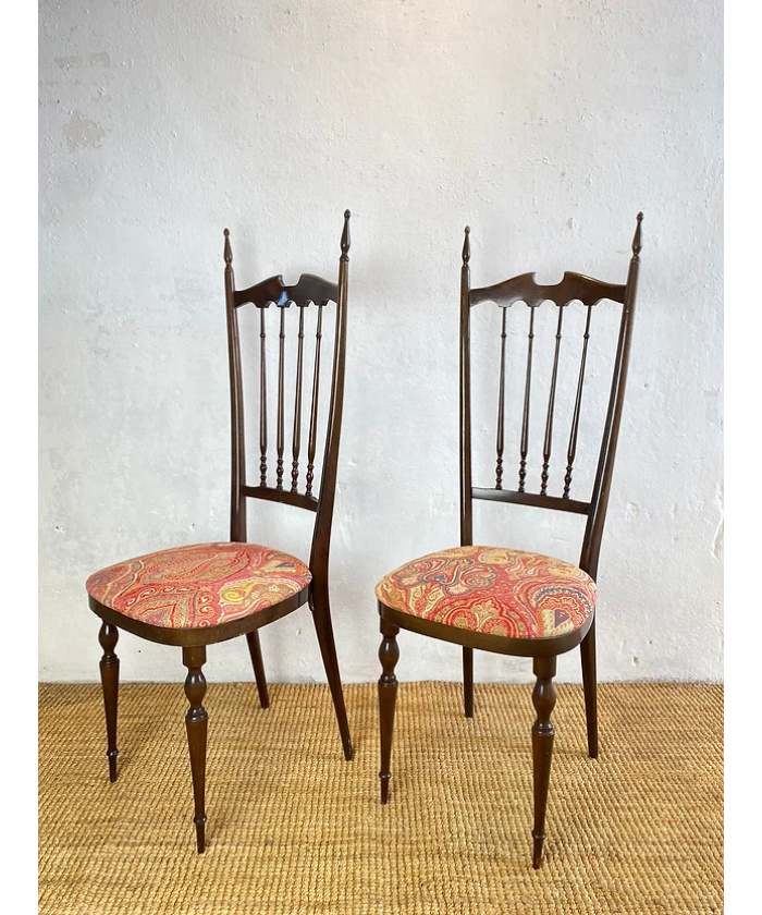 Pair of ETRO covered "Chiavarine" chairs