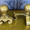 Large Pair of Brass Andirons, Fire Dogs or Chenets