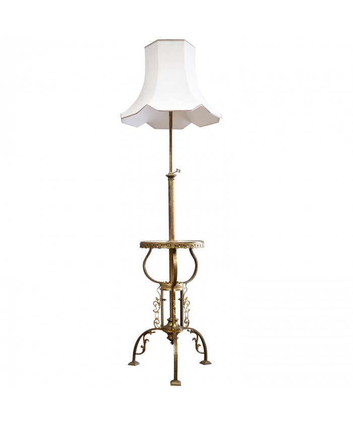 Vintage French Brass and Onyx Floor Lamp, 1930s