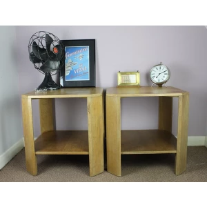 Pair of Mid Century Air Ministry Oak Bedside Tables