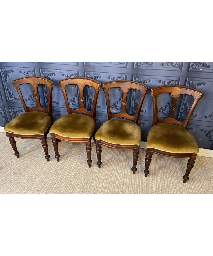 Set of Four Victorian Walnut Dining Chairs