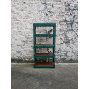 Mid Century Industrial Green Metal Cabinet / Bookcase