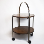 Oak and Chrome Foldable Serving Trolley, 1960s