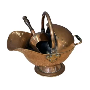 19th Century Copper Coal Bucket-Helmet