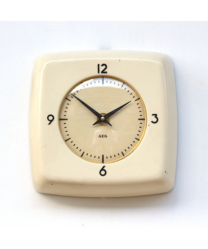 Mid Century Office Style Wall Clock By AEG, 1950s