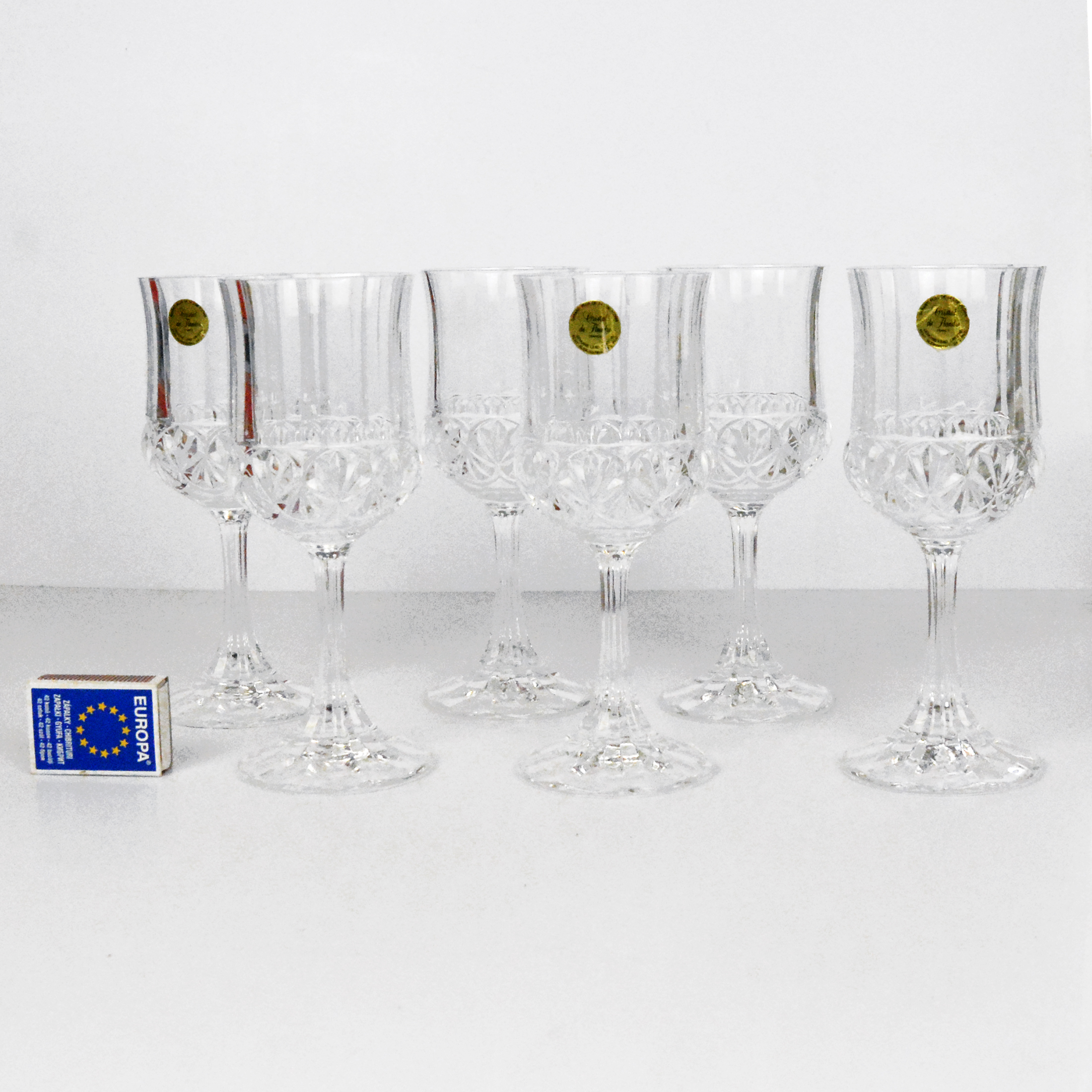 Cristal de Flandre France 24% Lead Crystal Wine Glasses 2 Sets of 4 -  Dauphine