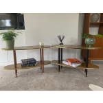 Vintage Teak Oval Two Tier Sputnik Side Tables, 1960s