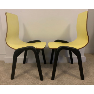 Mid Century Pair Of Yellow & Black Children’s Chairs