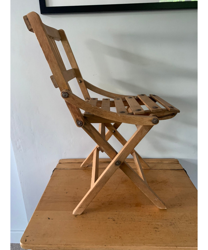 Vintage Childs Folding Chair In Pitch Pine