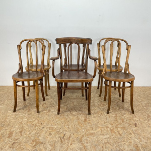 Stylish Set Of Six Bentwood Chairs
