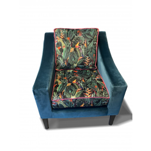 Reupholstered Printed Velvet Armchair