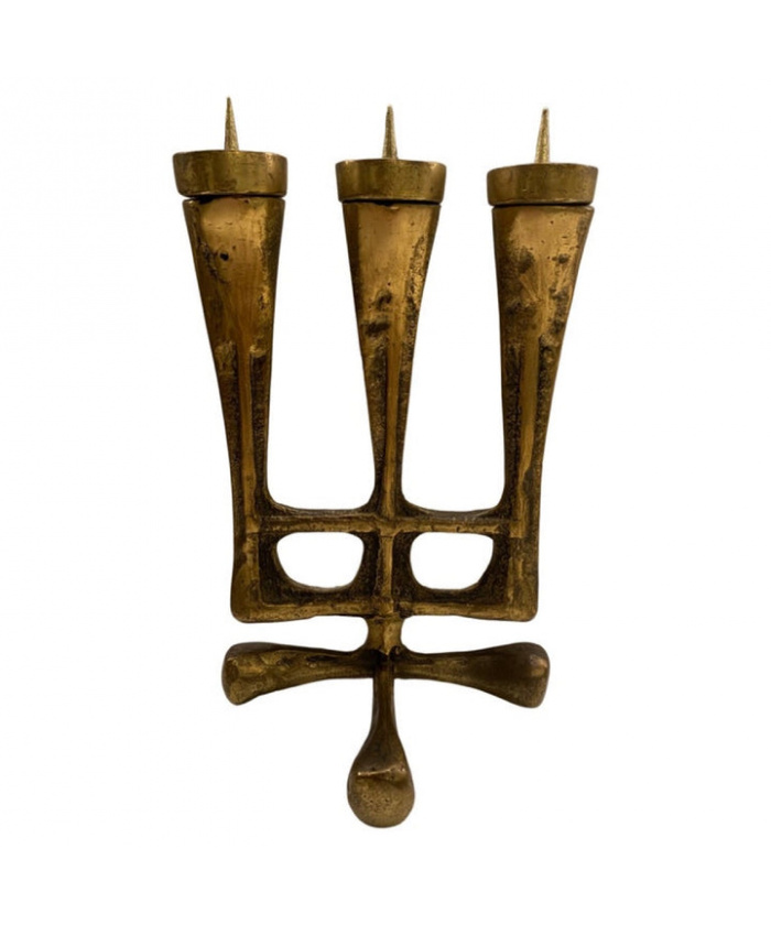 Austrian Brutalist Brass Candleholder, 1950s