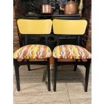 1950's Retro tufted jacquard upholstered dining chairs