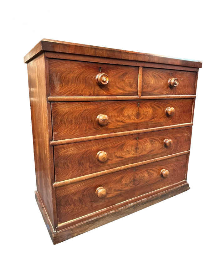 Victorian mahogany chest of two short over three long drawers