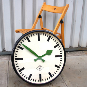 Large Commercial Vintage Wall Clock Made In Germany By Telefonbau, 1970s