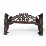 Intricately Carved Black Forest Bear Bench