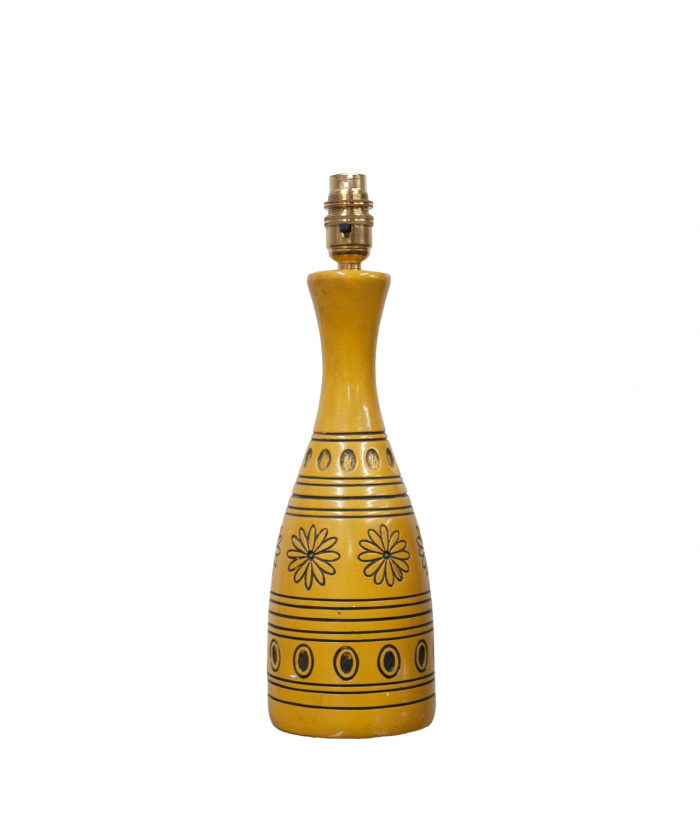 Vintage Carved Bottle Shaped Lamp in Yellow, 1970s
