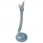 Art Deco Bimini Pale Blue Stripe Glass Snake Bud Vase, 1930s