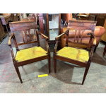 Antique Rush Seated Mahogany Framed Armchairs