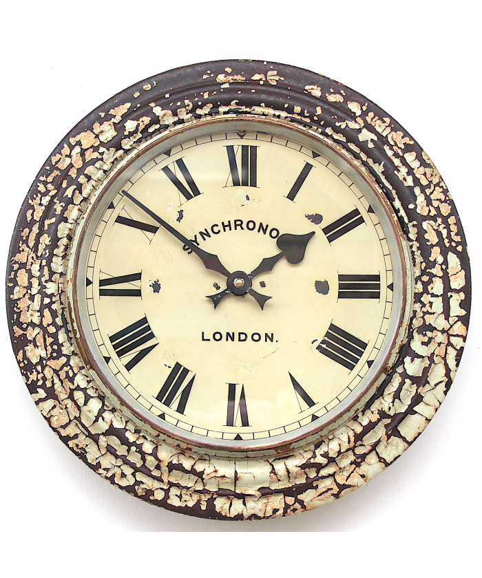 Original Synchronome British vintage Steel Case Wall Clock, 1940s