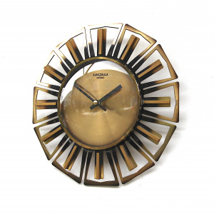 Vintage Sunburst Style Wall Clock By Electrica, 1960s