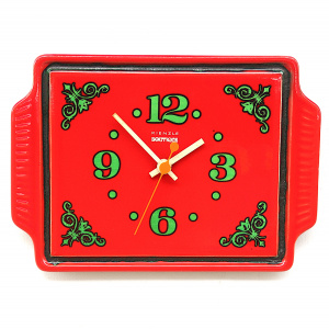 Vintage Red Ceramic Clock By Kienzle, 1970s