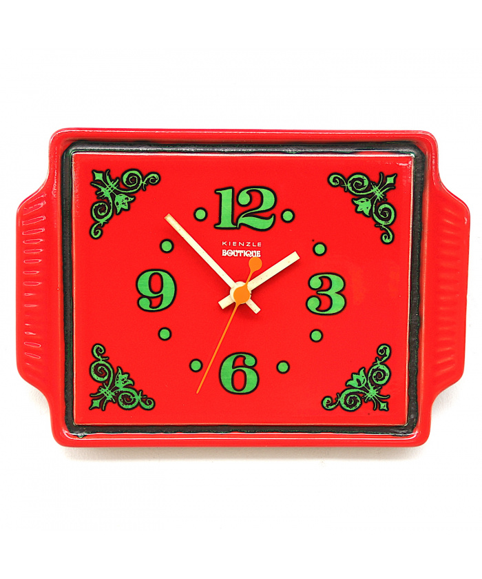 Vintage Red Ceramic Clock By Kienzle, 1970s