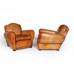French Leather Club Chairs C1930