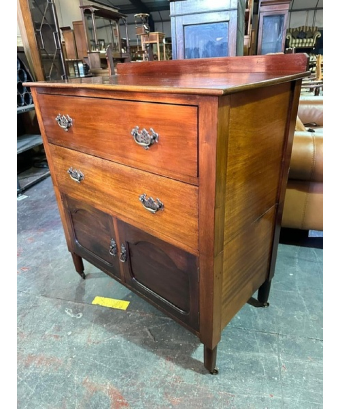 Edwardian mahogany galleried chest of drawers