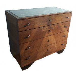Art Deco chest of drawers in walnut, Italy