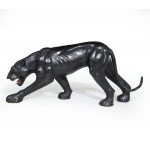 LARGE LEATHER CLAD PANTHER SCULPTURE