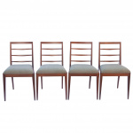 McIntosh Mid-Century Green Herringbone Upholstered Teak Dining Chairs, 1960s
