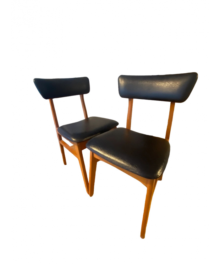Pair of 2x SCHREIBER Mid Century Retro Vintage Teak Dining Chairs
