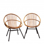 Pair of Mid-Century Bamboo and Metal Chair By Rohe Noordwolde, 1960s, Set of 2