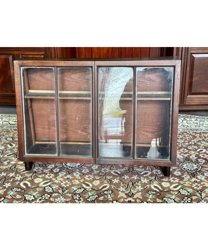 Late Victorian glass fronted wooden shop display cabinet