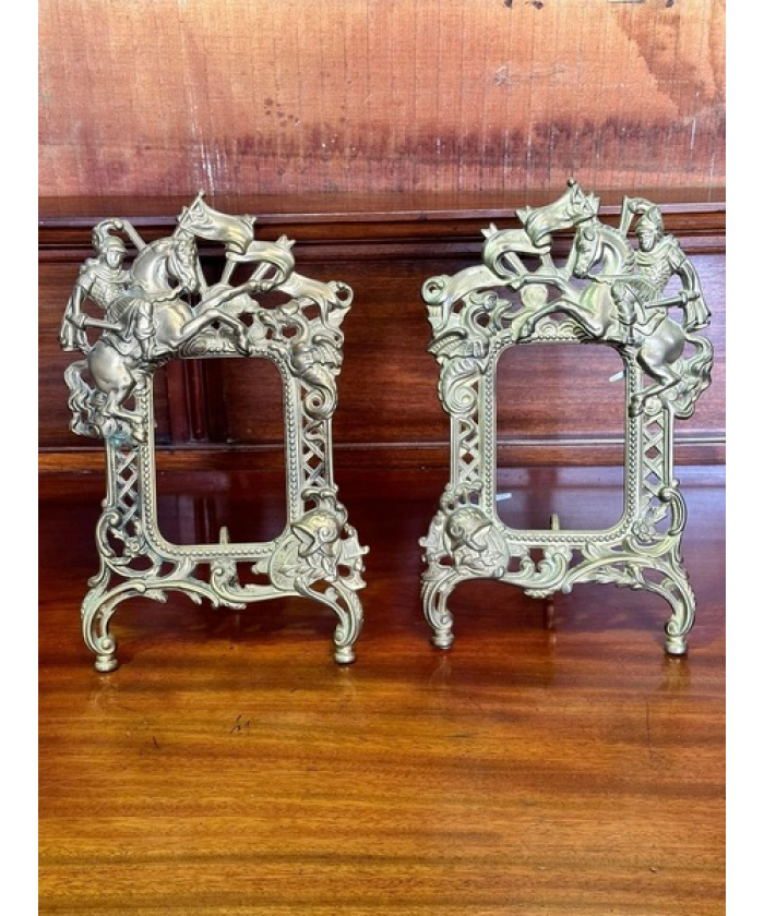 Pair of heavy picture frames depicting St George & The Dragon