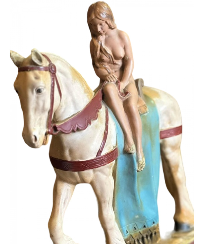 Vintage Painted Plaster Figure Of ‘Lady Godiva’ On Horse