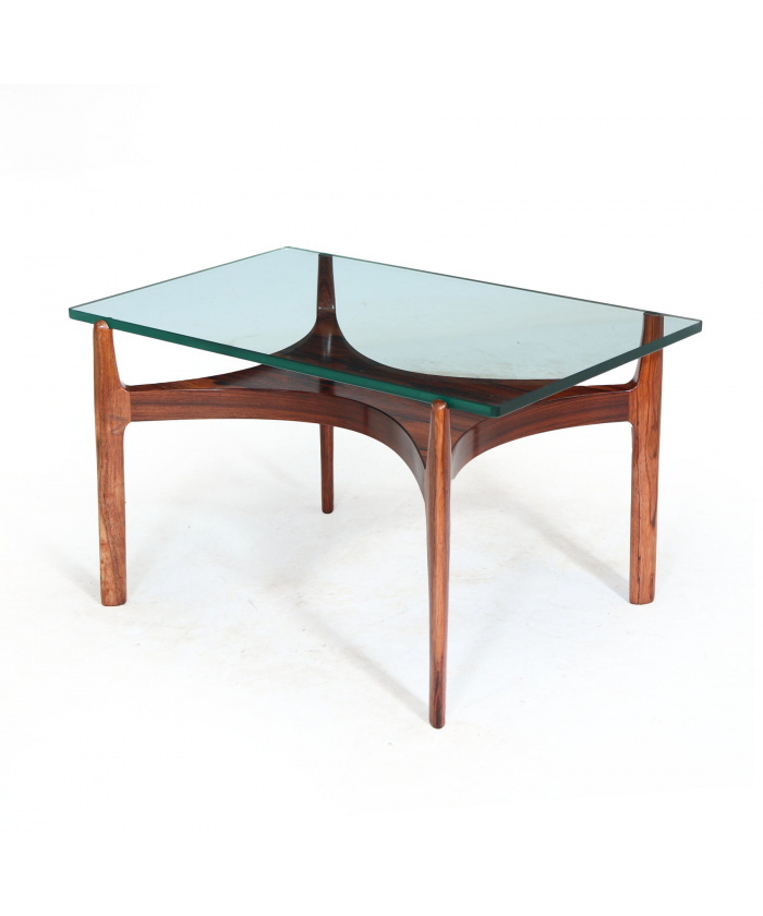 Scupltural Danish Rosewood & Glass Coffee Table By Sven Ellekar