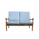 Mid Century, Wooden Framed, 2 Seater, Duck Egg Sofa By Cintique