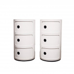 Pair of Vintage White Plastic Modular Cabinets by Anna Castelli Ferrieri for Kartell, 1970s