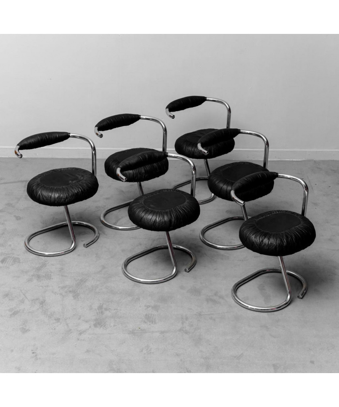 Set Of 6 Cobra Giotto Stoppino 70s Vintage Modern Chairs