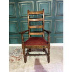 19th century oak ladder back arm chair
