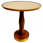 Italian Walnut Bronzed Glass & Brass Side Table, 1960s