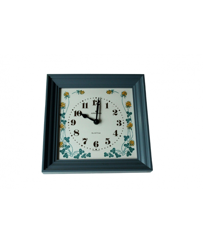 Junghans wall clock, kitchen clock, with quartz movemant and a wooden frame