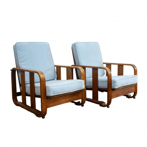 Pair of Heal’s 1930s Deco Style Armchair Loungers