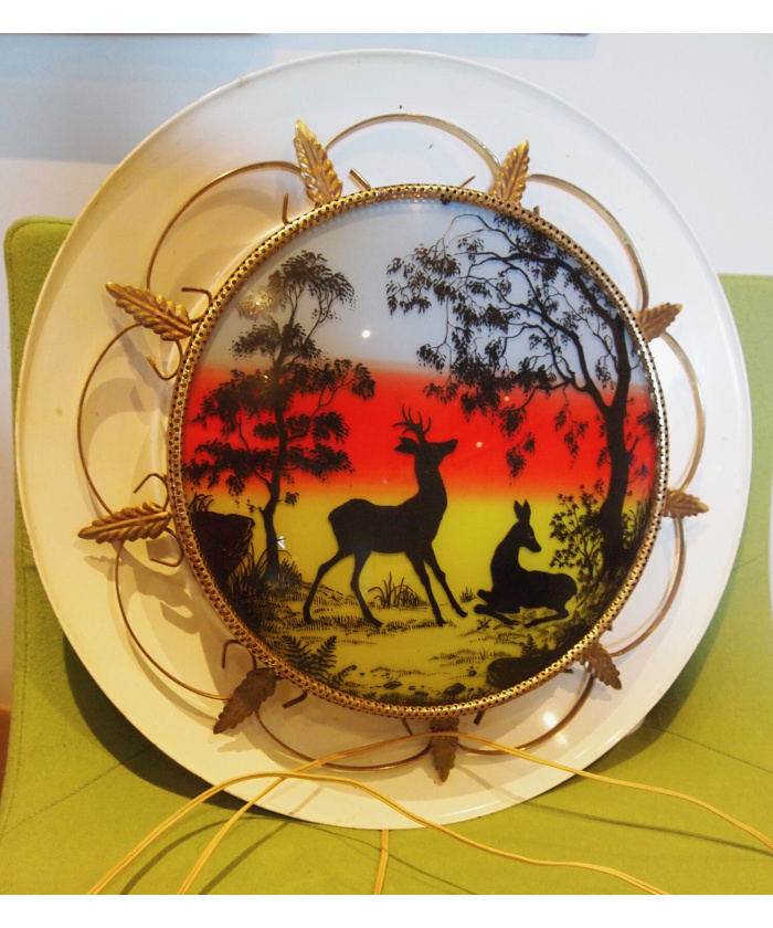 Vintage painted tinware “Bambi” wall light