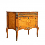 Flat Front Commode with Cherub Inlay